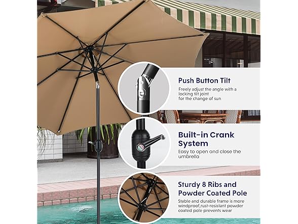 InfiniPower Outdoor Patio Umbrella 9FT