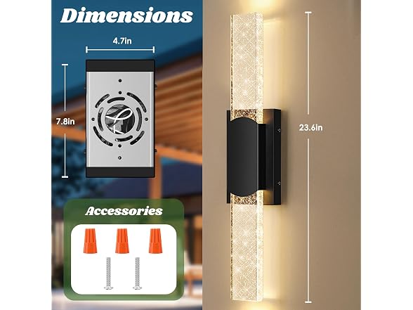 24‘’ BesLowe Large Wall Light Crystal