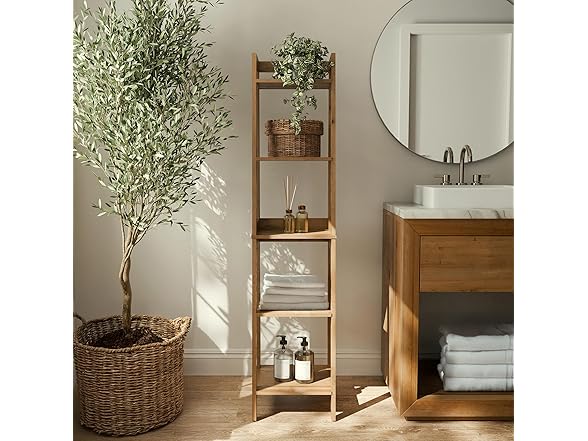 Zenna Home Bamboo Linen Tower with 5 Shelves