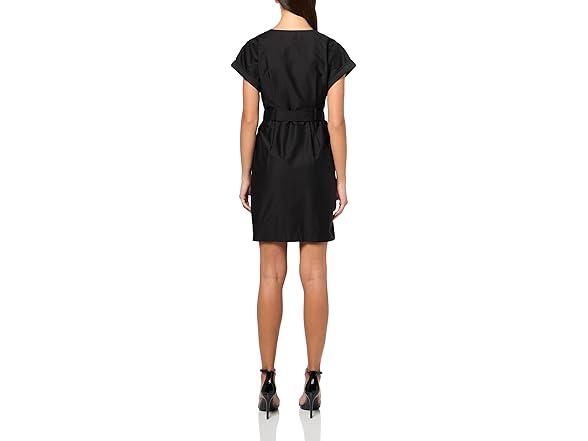 Halston Women's Structured Short Sleeve V-Neck Dress