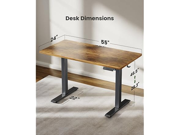 Marsail Electric Standing Desk, Adjustable, 55x24"