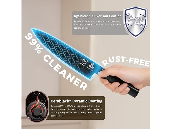 OOU 8" Chef Knife, Black Blade