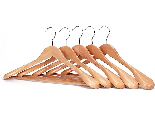 JS HANGER Wooden Suit Hangers - 6 Pack  Natural