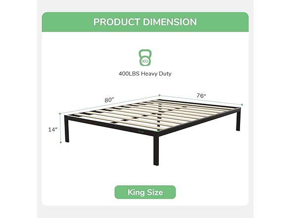 Novilla 14 Inch King Bed Frame with Head
