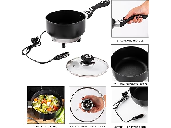 Zone Tech CT0007 12V SaucePan with Glass Lid 