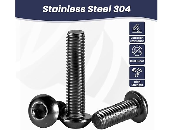 M5x20 Button Head Screws 50Pcs Black