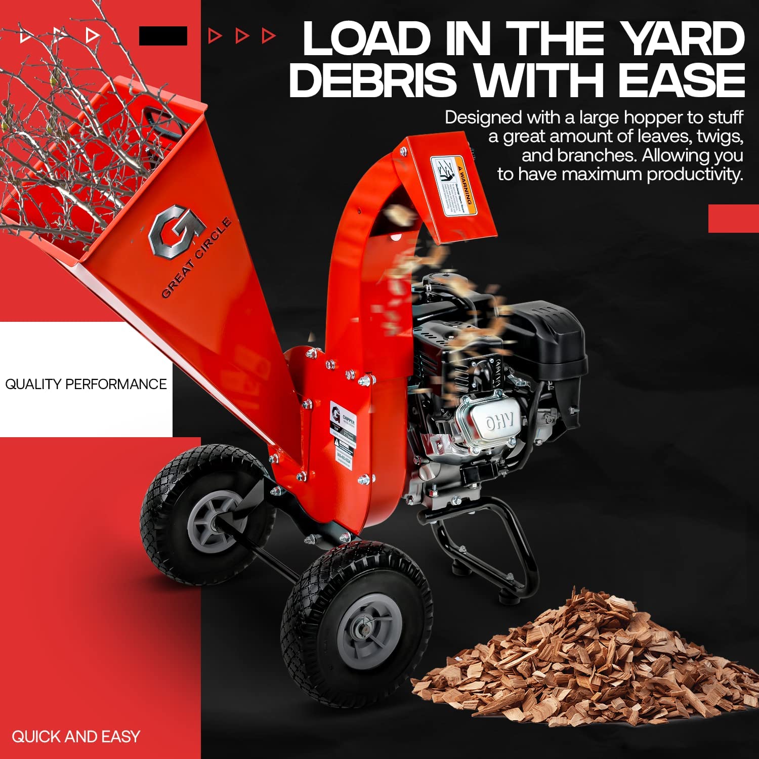 GreatCircleUSA 3-in-1 Wood Chipper 7 HP - Gallery 12