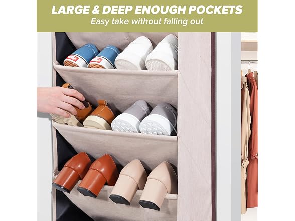 STORAGEIDEAS Door Shoe Organizer Beige, 8 Layers, 2-Pack