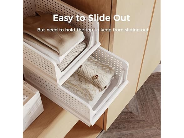 PINKPUM 5 Pack Stackable Plastic Storage Basket