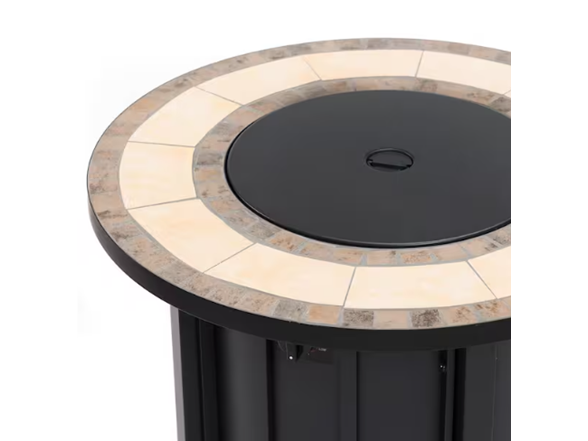 30" Black Round Mosaic Fire Table 50k BTU