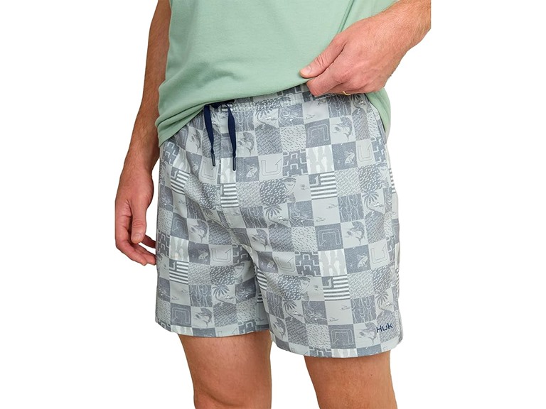 HUK Men's Standard Pursuit Volley Pattern, Quick-Dry Swim Shorts, Harbor Mist 2.0