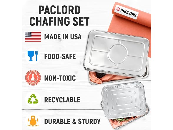USA-Made Aluminum Foil Pans with Lids - Set of 50 