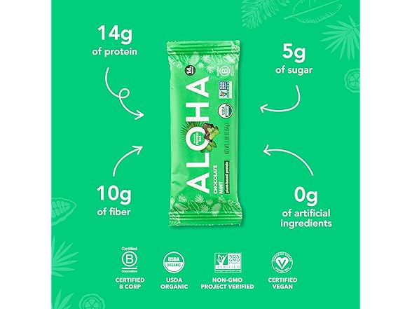 ALOHA Organic Plant Based Protein Bars,