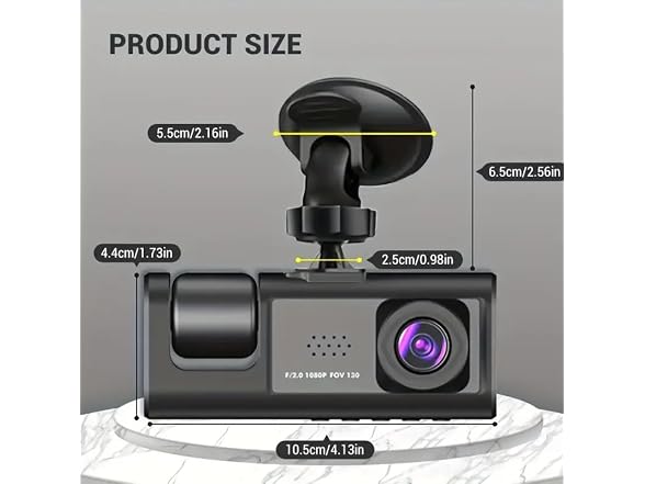 JHXLETU APP-Auto-135 1080P 3-Channel Dash Cam Front