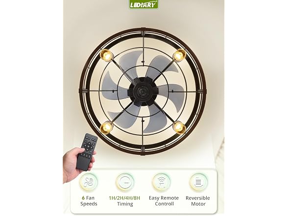 LEDIARY Walnut 22" Outdoor Ceiling Fan with Lights