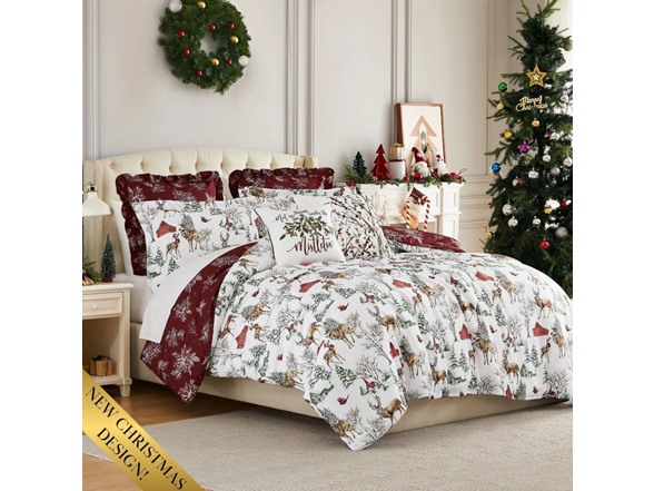 Southshore Fine Linens White Christmas 7-Piece Comforter Twin Set