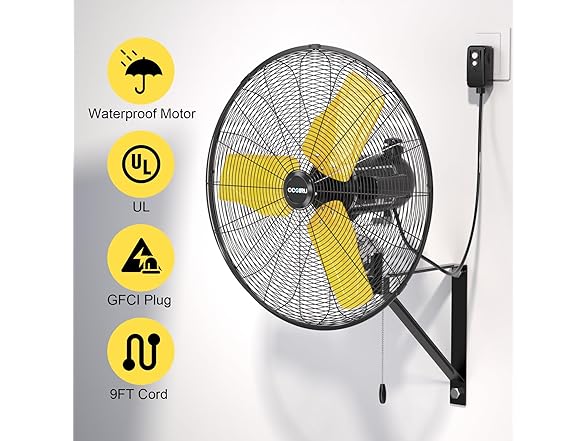 9000 CFM 24" Outdoor Oscillating Wall Fan, High Velocity 3-S (Open Box)