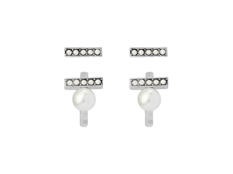 AllSaints Women's Nellie Pearl Bar Huggie Set