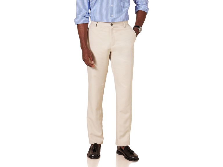 Amazon Essentials Men's Slim-Fit Flat-Front Dress Pant, Stone, 29W x 34L