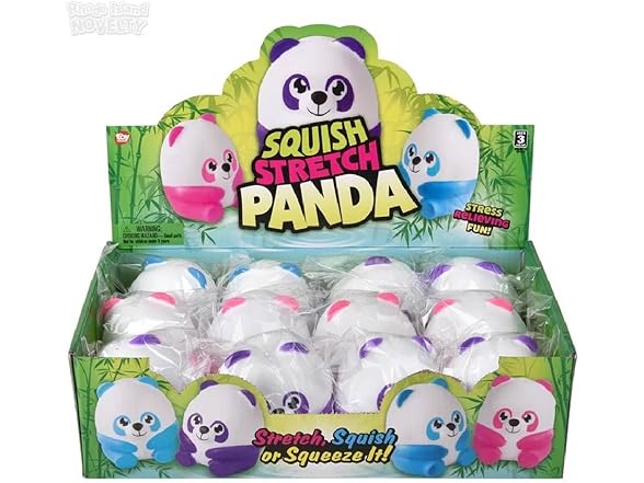 3.75 Inch Squish and Stretch Panda Toy – 12 Count