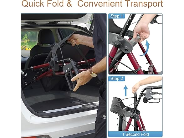 Soundfuse Rollator Walkers with Seat for Seniors, Foldable 8 (Open Box)