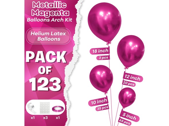 Chrome Pink Balloon Arch Kit 123 Pc (35)