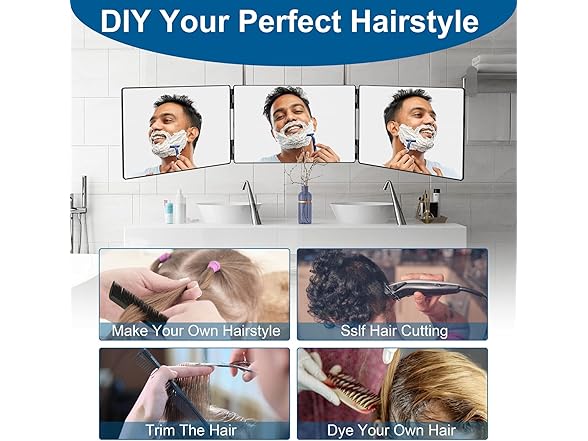 LMZNXCZ 3 Way Mirror for Self Hair Cutting
