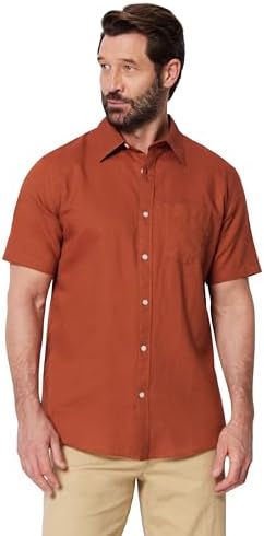 Amazon Essentials Men Short Sleeve Linen Shirt - Gallery 16