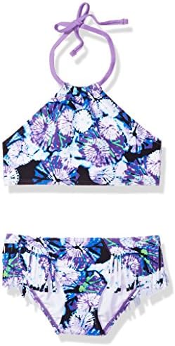 Kanu Surf Girls' Mahina UPF 50+ Beach Sport Halter Bikini 2-Piece Swimsuit, Okana Purple, 8