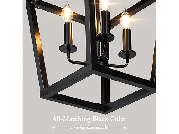BrightHome Farmhouse Chandelier 4-Light, Black, 19.5"