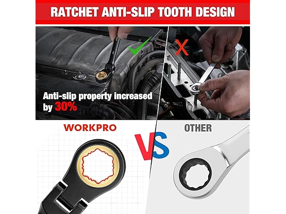 WORKPRO 8-piece Flex Head Wrench Green