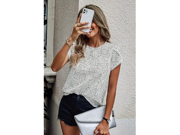 Angashion Women (XL) Tops Casual Lace Crochet Top