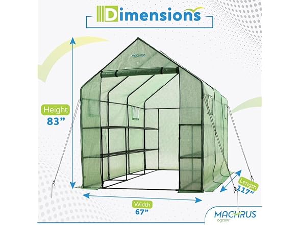 Ogrow Deluxe Walk-In Greenhouse 2 Tiers, 8 Shelves