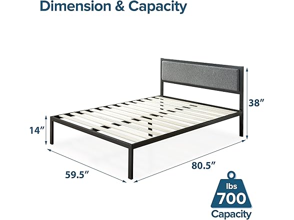 ZINUS Korey Metal Platform Bed Frame with Headboard