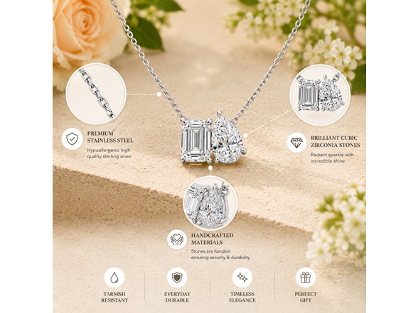 Toi et Moi Double Pendant CZ Necklace