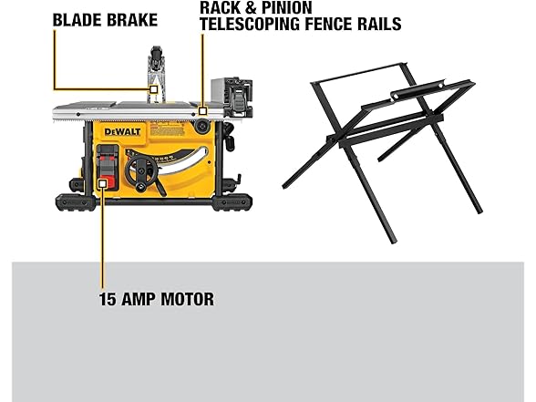DEWALT DWE7485WS Portable Table Saw with Stand
