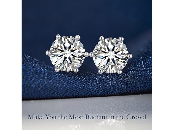 18K Diamond Stud Earrings 1 ct Silver