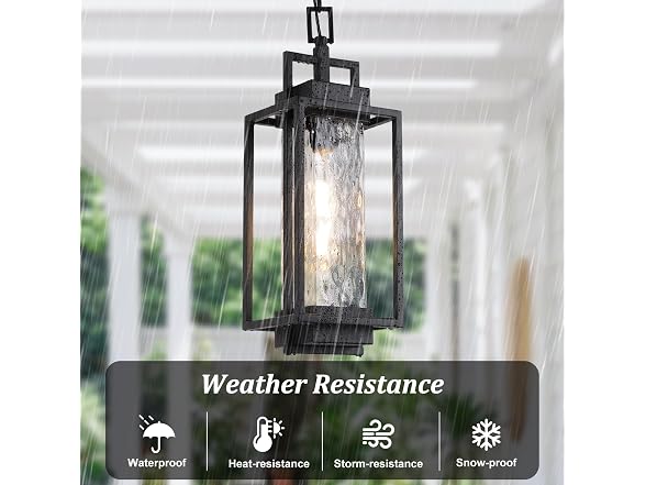 BesLowe Outdoor Pendant Light with LED Bulb