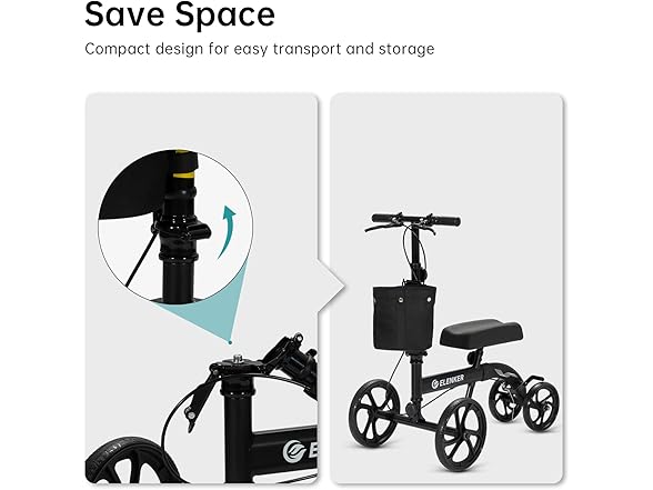 ELENKER Best Value Knee Walker with 10" Front Wheels Steerab (Open Box)