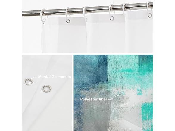 Batmerry Turquoise Grey Abstract Shower Cutain