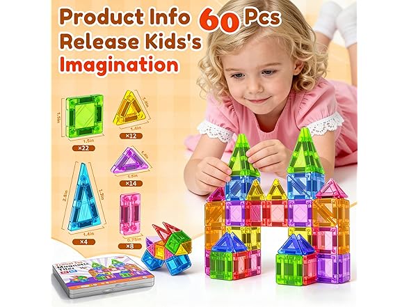 NVHH 60PCS Mini Magnetic Tiles