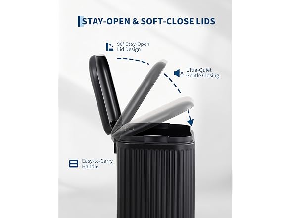 PrecisionAuto 12L Black Stainless Steel Trash Can with Lid