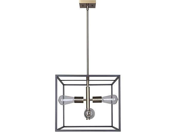 4-Light Chandelier Black and Gold 15"