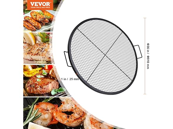 X-Marks Fire Pit Grill Grate, Round Cooking