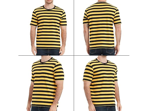 LEDING Mens Striped Crewneck Shirt