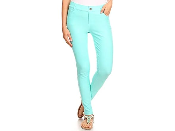 YELETE Womens Basic Five Pocket Stretch