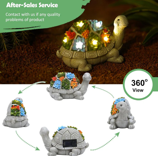 Hakol Solar Garden Outdoor Statue Turtle - Gallery 8