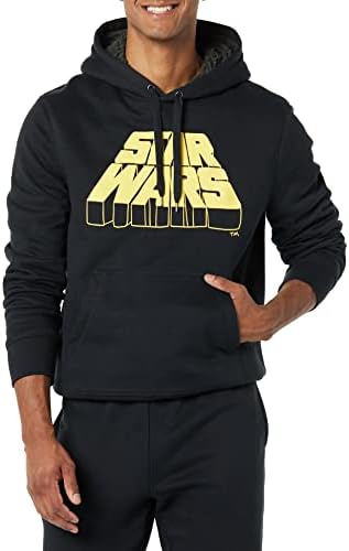 Amazon Essentials Disney | Marvel | Star Wars Men's Sherpa-Lined Pullover Hoodie Sweatshirt, Star Wars Logo, Large