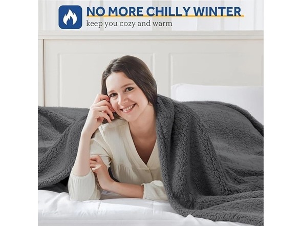 Warmrest Electric Heated Blanket Soft Sherpa, 80"x84"