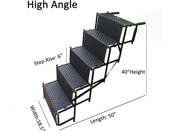 Upgraded Dog Stairs, Metal Frame Foldable Large Dog Step